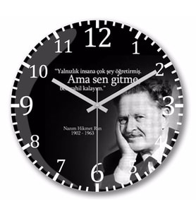 Nazım Hikmet Sen Gitme Duvar Saati Bombeli Gercek Cam