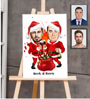 Kişiye Özel Yılbaşı Arkadaş Karikatürlü Ahşap Tablo 30x47 Model-1