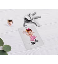 BK Gift Kişiye Özel Bebek Doğum Günü Karikatürlü Şeffaf Pleksi Anahtarlık-3 (Beyaz)