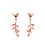 Afrodit Silver Roze Rengi Dalda Kuş Gümüş Küpe