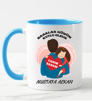 Babalar Gününe Özel İsimli Kupa Bardak Mavi