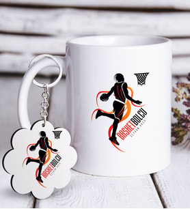 BK Gift Kişiye Özel Mesleki Basketbolcu Beyaz Kupa ve Anahtarlık Hediye Seti-2 (Model 1)