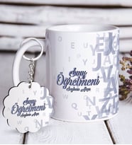 BK Gift Kişiye Özel Sınıf Öğretmeni Beyaz Kupa ve Anahtarlık Hediye Seti-15 (Model 1)