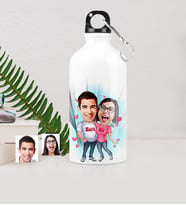 BK Gift Kişiye Özel Sevgili Çift Karikatürlü Metal Suluk 500 Ml 5