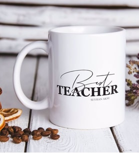 BK Gift Kişiye Özel En İyi Öğretmen Beyaz Kupa Bardak-17
