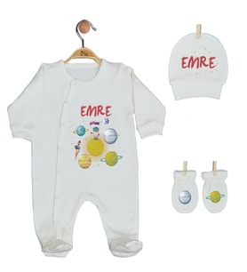 Pia Baby Gl 1922-01 İsme Özel Üçlü Tulum Set