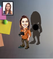 Kişiye Özel Fotoğrafçı Karikatürlü Ahşap Magnet Bayan-2
