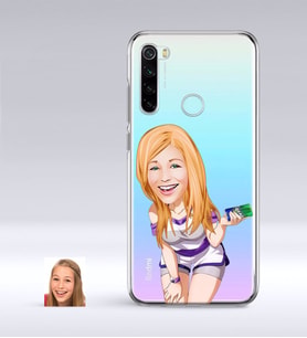 BK Gift Kişiye Özel Bayan Karikatürlü Xiaomi Redmi Note 8 İnce Şeffaf Silikon Telefon Kapağı-36 (Beyaz)