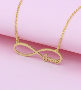 925 Ayar Gümüş Altın Kaplama Love Sonsuzluk Kolye