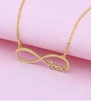925 Ayar Gümüş Altın Kaplama Love Sonsuzluk Kolye