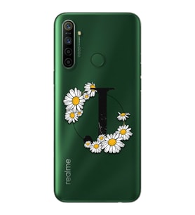 Papatya Harf Tasarım Süper Şeffaf Silikon Telefon Kılıfı Oppo Realmi 5i J-Harfi