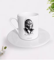 BK Gift Kişiye Özel Atatürk Temalı Türk Kahvesi Fincanı-14 (Beyaz)