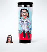 BK Gift Kişiye Özel Bayan Doktor Karikatürlü Çelik Termos Bardak  1