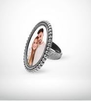 BK Gift Kişiye Özel Fotoğraflı Antik Gümüş Yaldız Yüzük Model 9