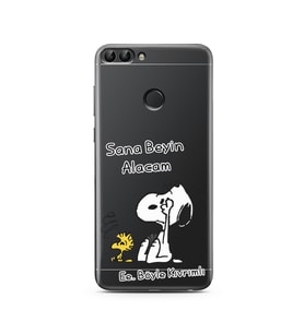 Snoopy Tasarımlı Süper Şeffaf Silikon Telefon Kılıfı Huawei PSmart (2018)