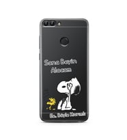 Snoopy Tasarımlı Süper Şeffaf Silikon Telefon Kılıfı Huawei PSmart (2018)