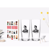 BK Gift Kişiye Özel Renkli Baskılı Çünkü Sen Çölüme Yağmur Oldun Tasarımlı İkili Rakı Bardağı ve Rakı Cep Kitabı Hediye Seti-5 (Model 1)