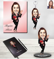 Kişiye Özel Avukat Karikatürlü 5 li Hediye Seti Bayan-1