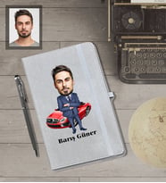 Kişiye Özel İş Adamı Karikatürlü Gri Defter Kalem Hediye Seti  Bay-15