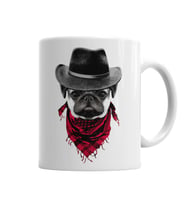 Kovboy Pug Köpek Kupa Bardak Porselen