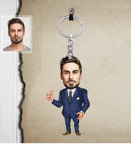 Kişiye Özel Öğretmen Karikatürlü  Ahşap Anahtarlık Bay-11
