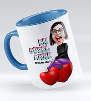 BK Gift Kişiye Özel En Güzel Anne Karikatür Kupa Bardak