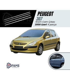 Peugeot 307 Krom Cam Çıtası 4 prç. 2001 Üzeri P. Çelik