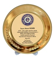 Altın renkli plaket metal tabak 25 cm