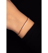 Zirkon Taşlı Rose Altın Kaplama Kadın Bileklik 925 Ayar Gümüş
