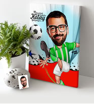 BK Gift Kişiye Özel Bay Futbolcu Yeşil Beyaz Karikatür Kanvas Tablo 30x50cm 1