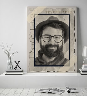 BK Gift Kişiye Özel Nostaljik Siyah Beyaz Eskitme Fotoğraflı Kanvas Tablo (50x70cm.)