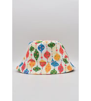 Desenli Kova Balıkçı Şapka Bucket Hat-Beyaz