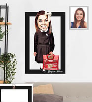 Kişiye Özel enler Siyah Önlük Karikatürlü 3D Ahşap Tablo 30x47 Bayan-1