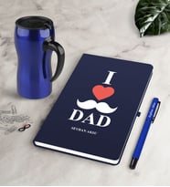 BK Gift Kişiye Özel Babamı Seviyorum Lacivert Defter Kalem Termos Mug Seti (Model 1)