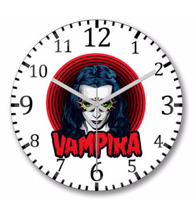 Vampira Bow Down to Varpir  Duvar Saati Bombeli Gercek Cam