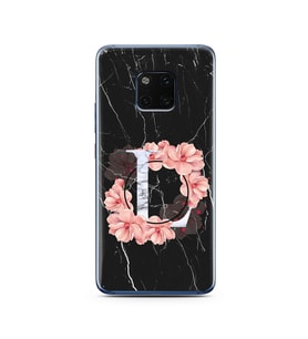 Mermer Çiçekli Harf Tasarım Süper Şeffaf Silikon Telefon Kılıfı Huawei Mate 20 P