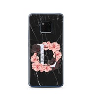 Mermer Çiçekli Harf Tasarım Süper Şeffaf Silikon Telefon Kılıfı Huawei Mate 20 P