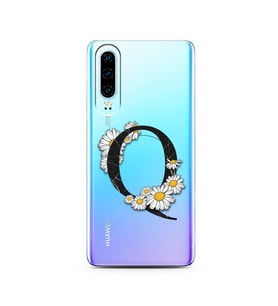 Papatya Harf Tasarım Süper Şeffaf Silikon Telefon Kılıfı Huawei P30   Q-Harfi