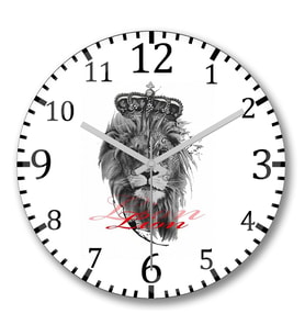 Lion Natureza Duvar Saati Bombeli Gercek Cam