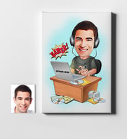 BK Gift Kişiye Özel Bay Oyuncu Gamer Karikatür Kanvas Tablo 50x70cm 1