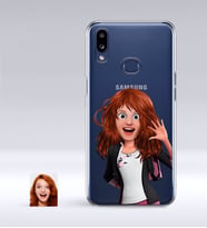 BK Gift Kişiye Özel Kadın Animasyon Karikatürlü Samsung Galaxy A10s İnce Şeffaf Silikon Telefon Kapağı-5 (Beyaz)