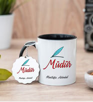 Müdür Siyah Kupa Bardak Ve Anahtarlık Set