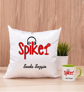 Spiker Kare Yastık ve Yeşil Kupa Bardak