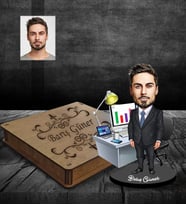 Kişiye Özel İş Adamı Karikatürlü Ahşap Biblo Kutulu Bay-26
