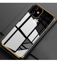 Apple iPhone 11 Kılıf Zore Dört Köşeli Lazer Silikon Kılıf (Gold)