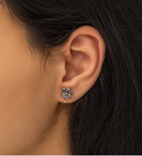 Papatya Silver Mistik Taşlı Yonca Küpe. Rose Gold Kaplama  925 Ayar Gümüş