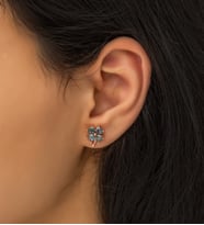 Papatya Silver Mistik Taşlı Yonca Küpe. Rose Gold Kaplama  925 Ayar Gümüş
