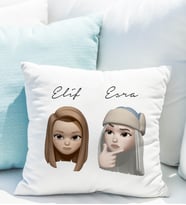 Emoji Kız Arkadaş Stiker Yastığı Kişiye Özel