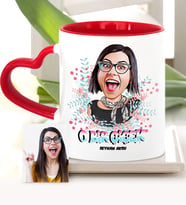 BK Gift Kişiye Özel Kadınlar Günü Temalı Karikatür Kırmızı Kalpli Kupa Bardak  6