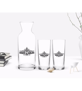 BK Gift Kişiye Özel Renkli Baskılı İsimli İkili Rakı Bardağı ve Karaf Hediye Seti-32 (Model 1)